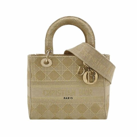 Dior Lady Christine Dior 戴妃包 中號 帆布 字母 Logo 斜背包 單肩包