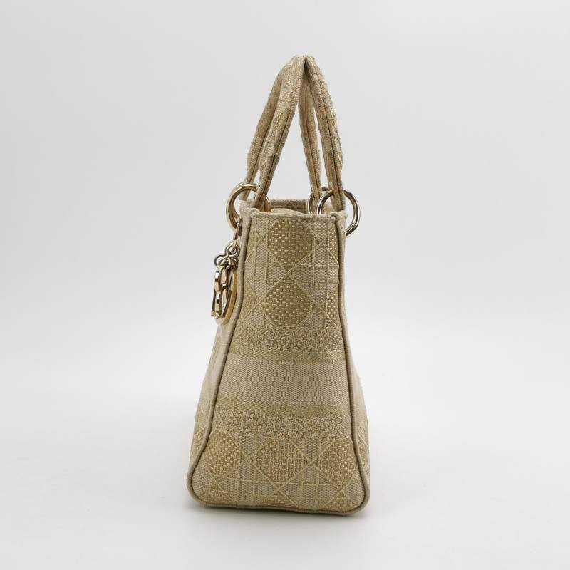 Dior Lady Christine Dior 戴妃包 中號 帆布 字母 Logo 斜背包 單肩包-2
