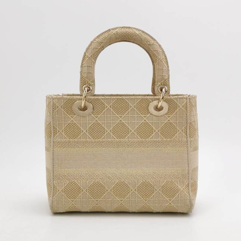 Dior Lady Christine Dior 戴妃包 中號 帆布 字母 Logo 斜背包 單肩包-4