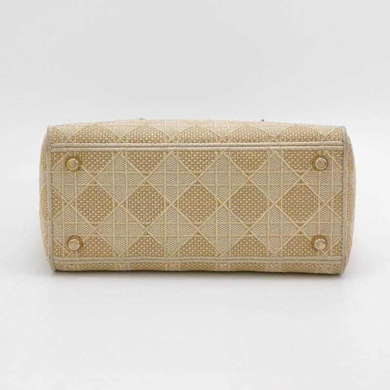 Dior Lady Christine Dior 戴妃包 中號 帆布 字母 Logo 斜背包 單肩包-5