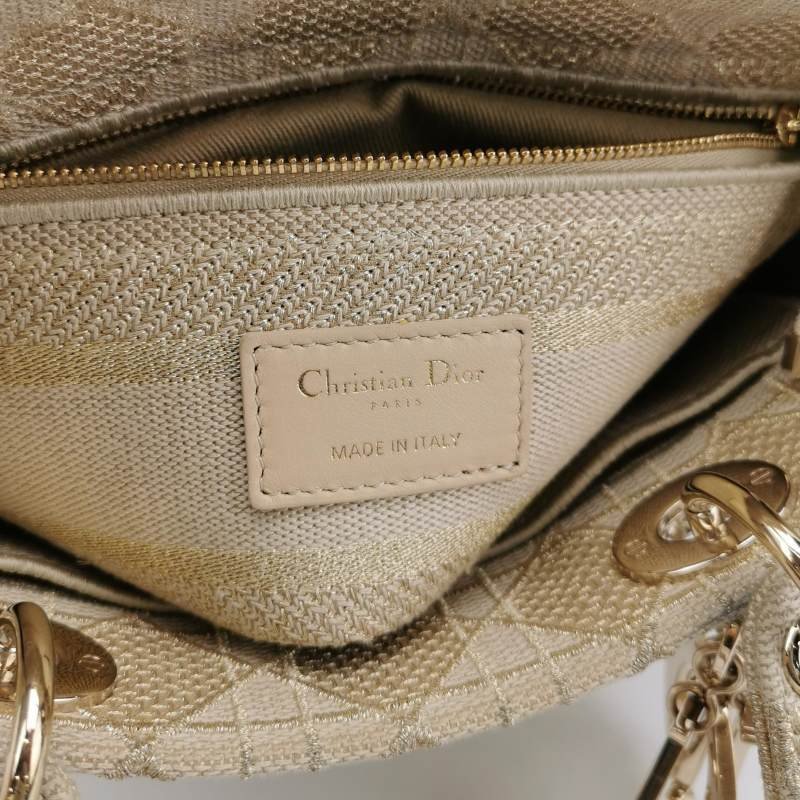 Dior Lady Christine Dior 戴妃包 中號 帆布 字母 Logo 斜背包 單肩包-7