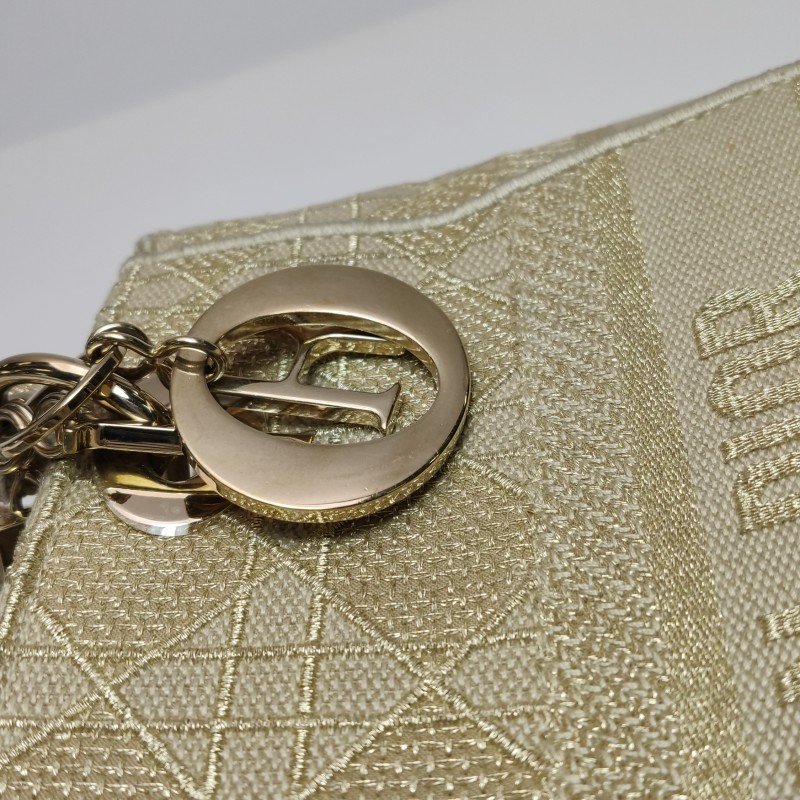 Dior Lady Christine Dior 戴妃包 中號 帆布 字母 Logo 斜背包 單肩包-10