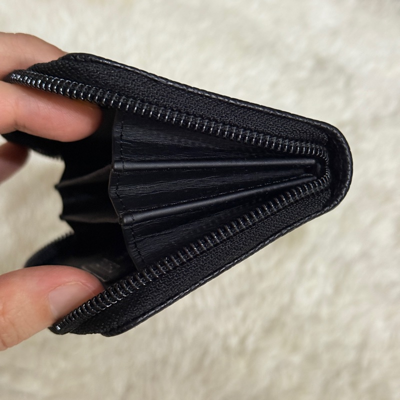 未使用品🏅98新✨香奈兒chanel荔枝皮 黑銀 小錢包 零錢包 卡夾 拉鏈錢包-6