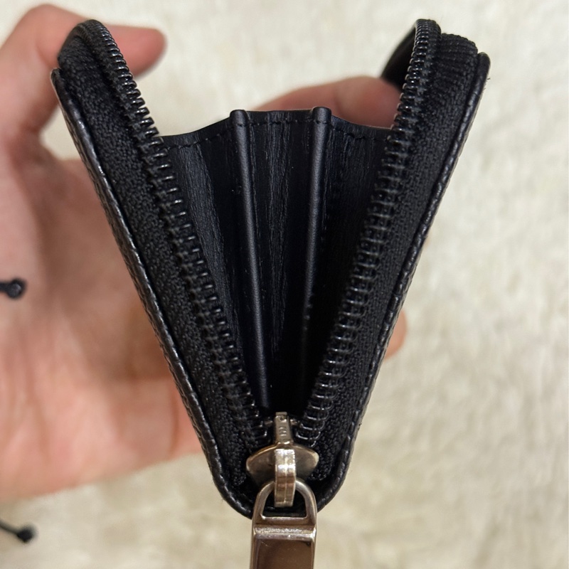 未使用品🏅98新✨香奈兒chanel荔枝皮 黑銀 小錢包 零錢包 卡夾 拉鏈錢包-7