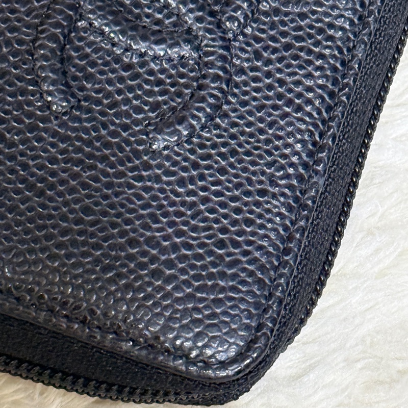 未使用品🏅98新✨香奈兒chanel荔枝皮 黑銀 小錢包 零錢包 卡夾 拉鏈錢包-16