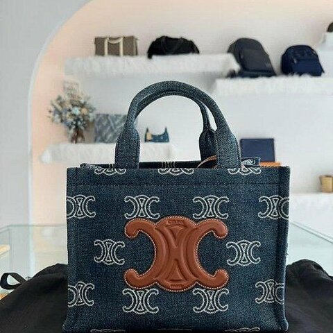 *SHIHNA名牌精品*CELINE 小牛皮LOGO 帆布斜肩包
