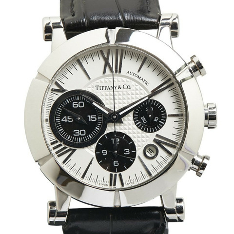 Tiffany Atlas Gent Strap（售後市場）手錶 Z1000.82.12A21A00A 自動白色錶盤不鏽鋼皮革男式