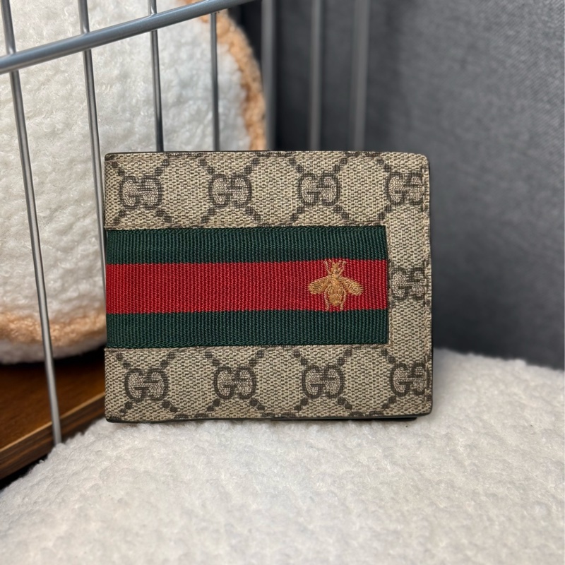 Gucci蜜蜂老花短夾-0