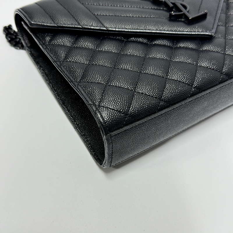 （近全新💝） YSL 聖羅蘭 “so black”全黑 信封斜背包 專櫃96500-11