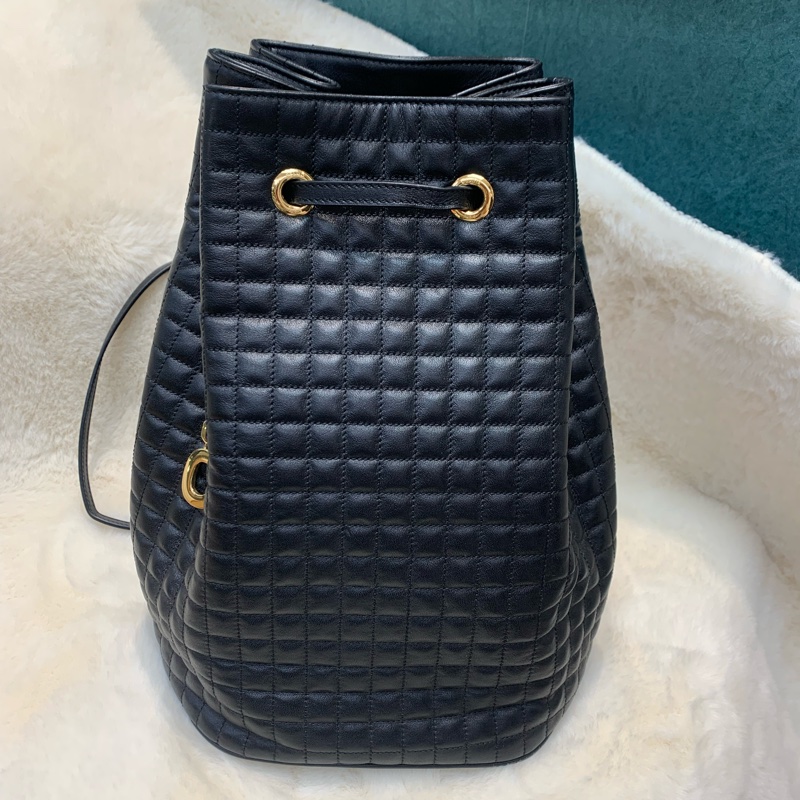 CELINE  黑色格紋水桶背包  I561EE-0