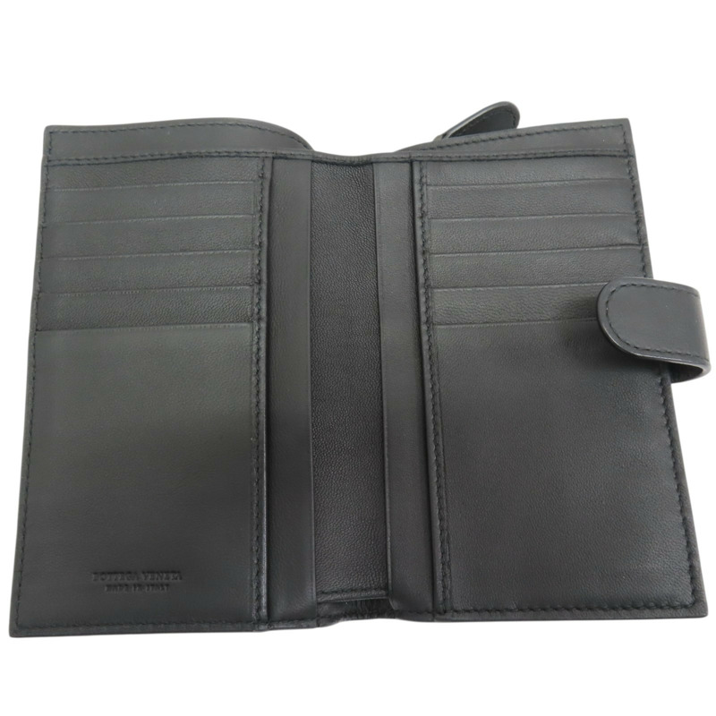 黑色 編織羊皮 扣式兩折中夾-4