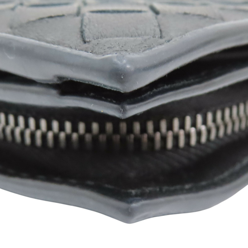 黑色 編織羊皮 扣式兩折中夾-15