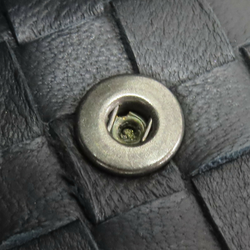 黑色 編織羊皮 扣式兩折中夾-18