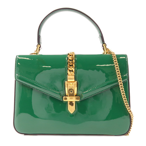 GUCCI 漆皮皮革Sylvie 1969 Bag金扣手挽肩背兩用袋
