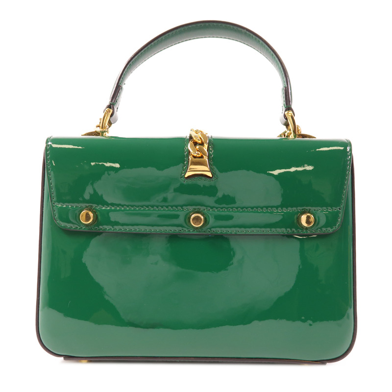 GUCCI 漆皮皮革Sylvie 1969 Bag金扣手挽肩背兩用袋-1