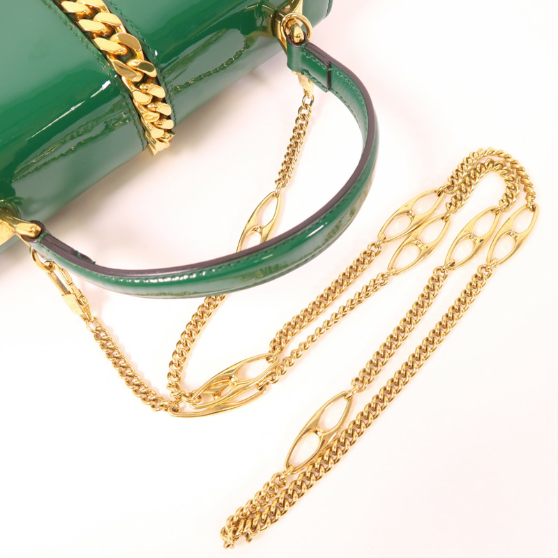 GUCCI 漆皮皮革Sylvie 1969 Bag金扣手挽肩背兩用袋-7