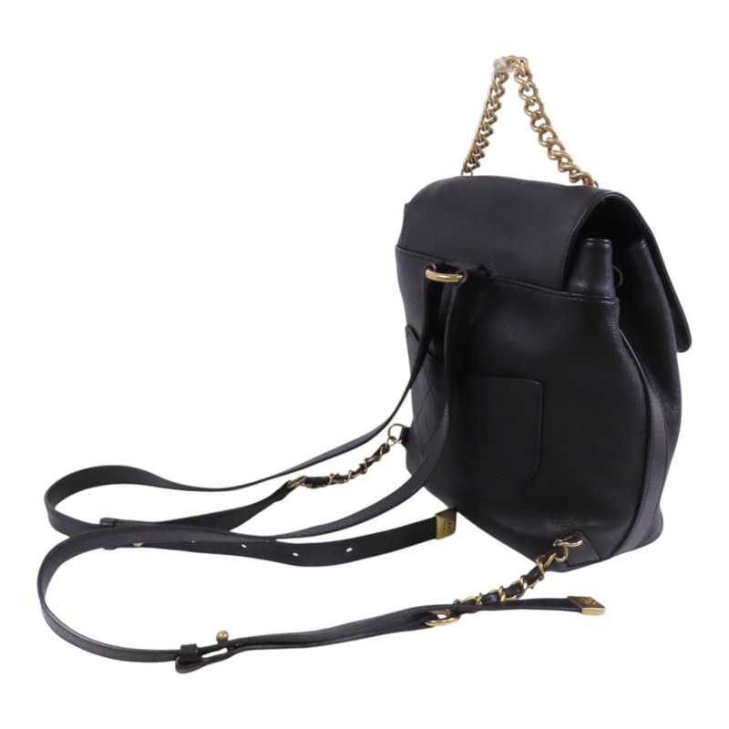 CHANEL 牛皮皮革BackPack金扣背包-7