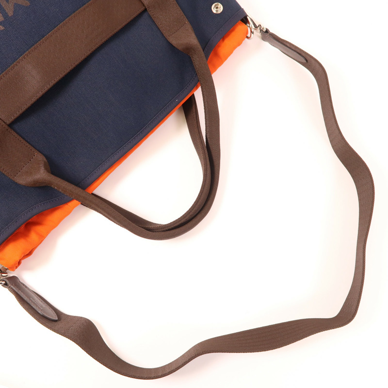 HERMES 帆布The Grooming Bag銀扣手挽肩背兩用袋-8