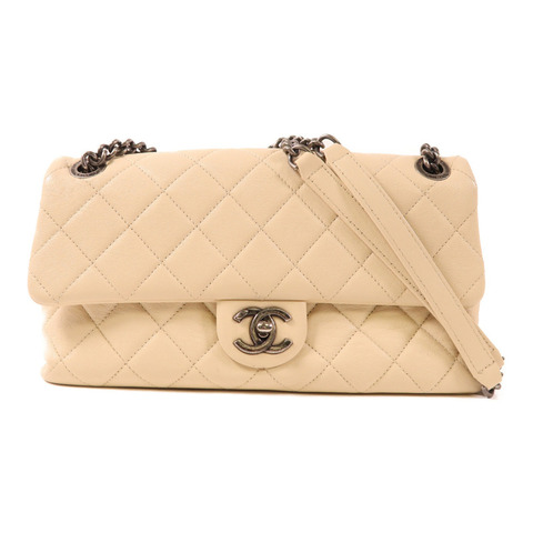 CHANEL 牛皮皮革Chain Shoulder銀扣鏈帶肩背袋