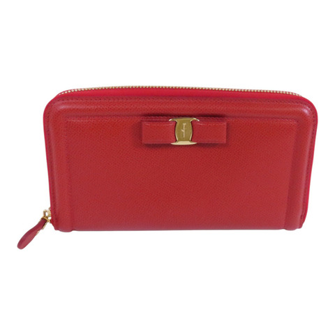 Salvatore Ferragamo 牛皮皮革Round Long Wallet金扣長錢包