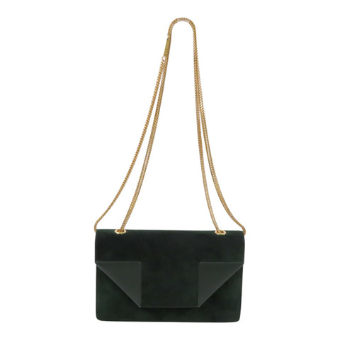 SAINT LAURENT 麂皮皮革Shoulder Bag金扣鏈帶肩背袋