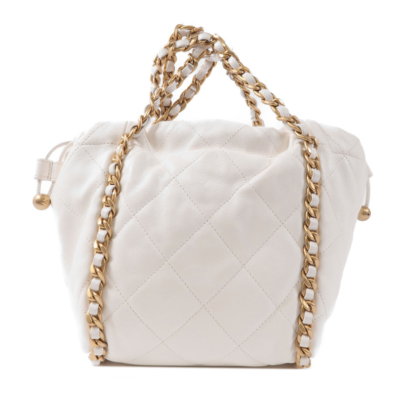 CHANEL 牛皮皮革Chain Shoulder金扣手挽肩背兩用袋-1