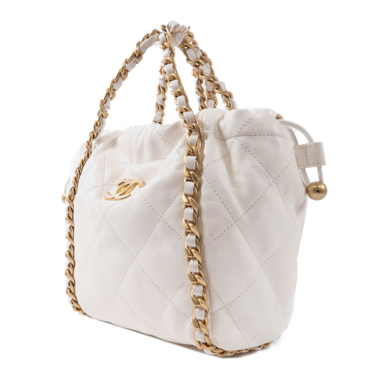 CHANEL 牛皮皮革Chain Shoulder金扣手挽肩背兩用袋-2