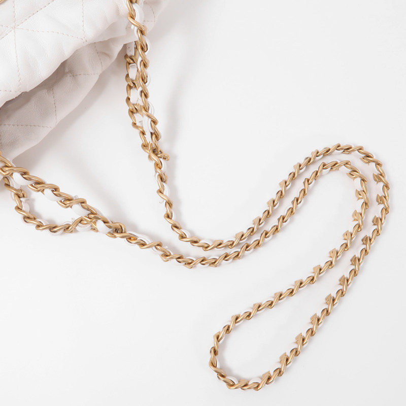 CHANEL 牛皮皮革Chain Shoulder金扣手挽肩背兩用袋-8