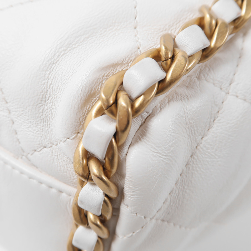 CHANEL 牛皮皮革Chain Shoulder金扣手挽肩背兩用袋-9