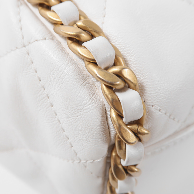 CHANEL 牛皮皮革Chain Shoulder金扣手挽肩背兩用袋-10