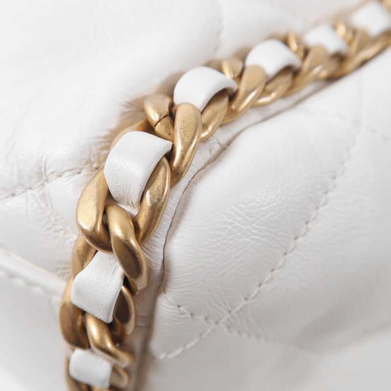 CHANEL 牛皮皮革Chain Shoulder金扣手挽肩背兩用袋-11