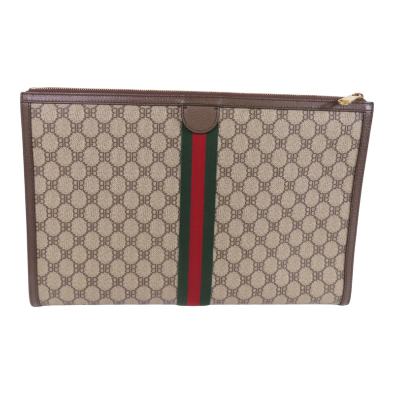 BALENCIAGA 塗層帆布GuccixBalenciaga金扣手拿包-1