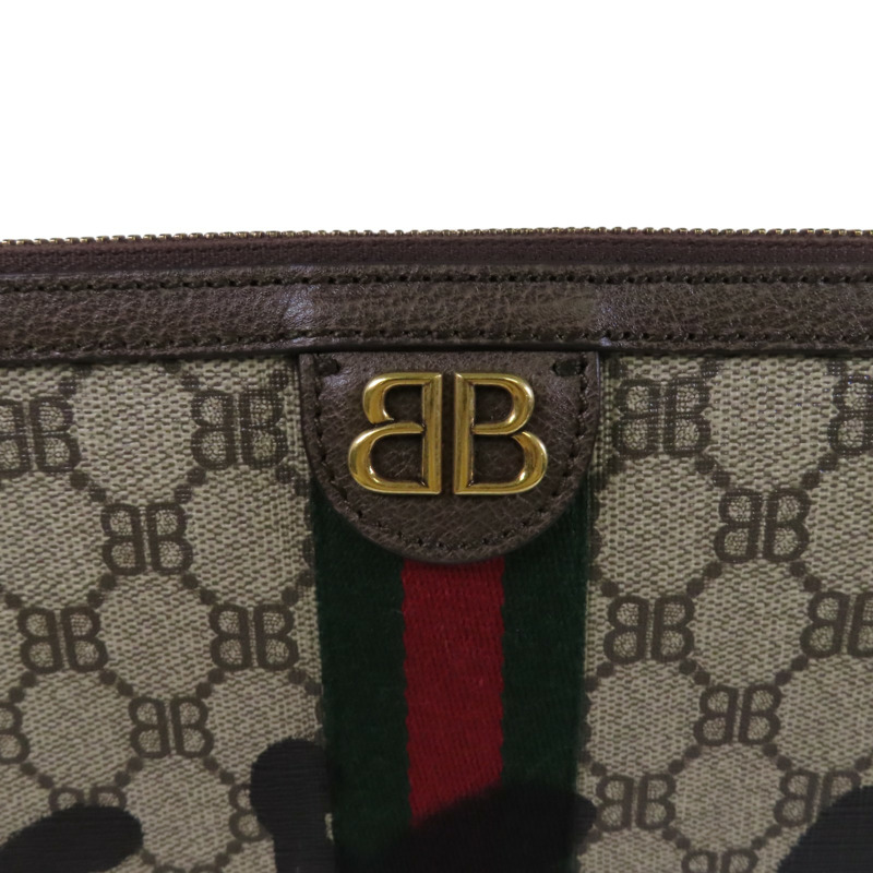 BALENCIAGA 塗層帆布GuccixBalenciaga金扣手拿包-7