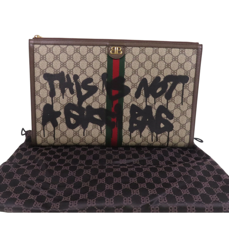 BALENCIAGA 塗層帆布GuccixBalenciaga金扣手拿包-9