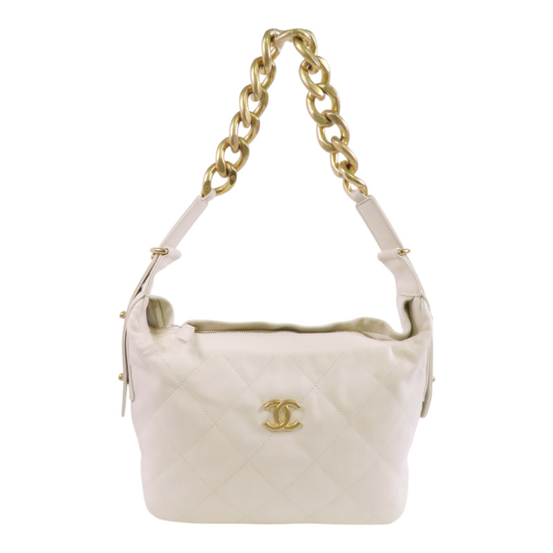 CHANEL 牛皮皮革Chain Shoulder Bag金扣鏈帶肩背袋-0