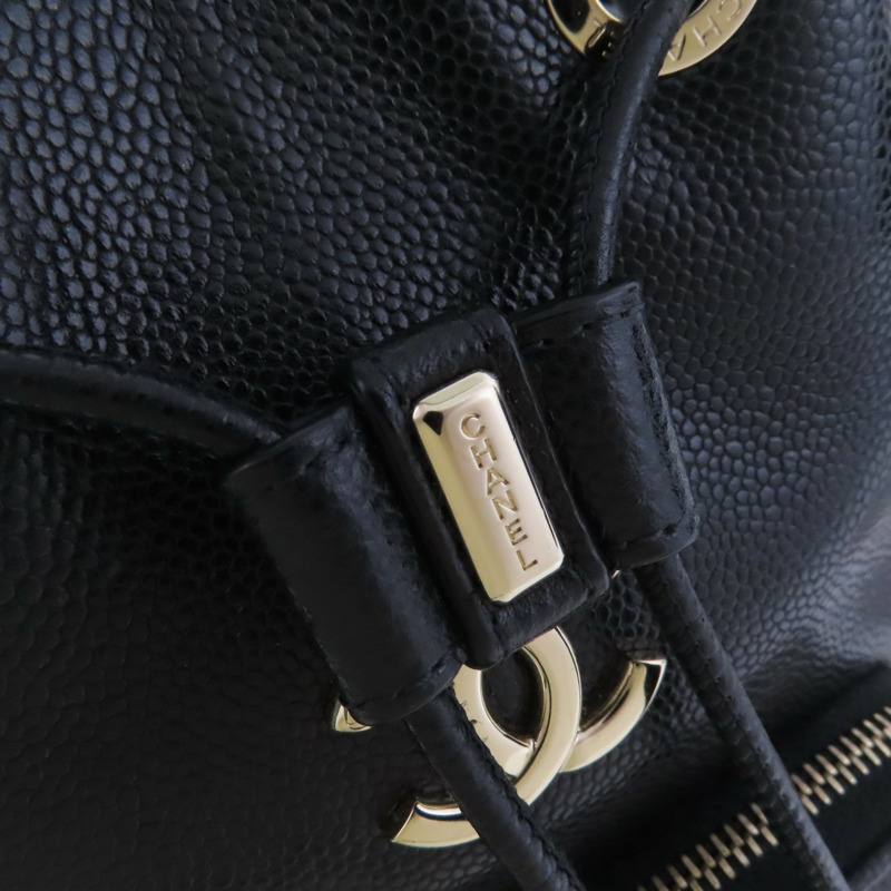 CHANEL 牛皮皮革Bucket金扣鏈帶肩背袋-15