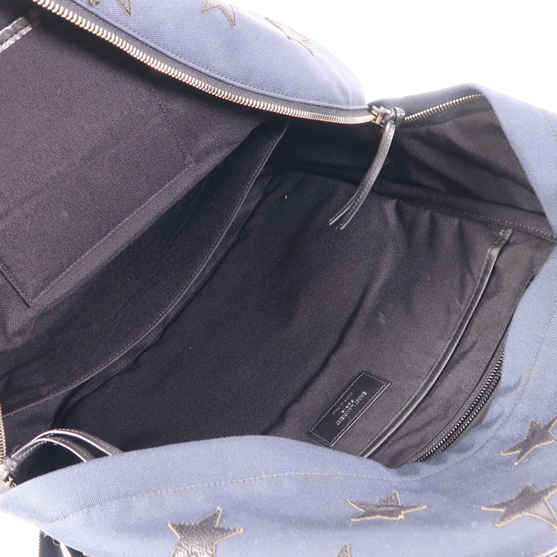 SAINT LAURENT 帆布Backpack銀扣背包-4