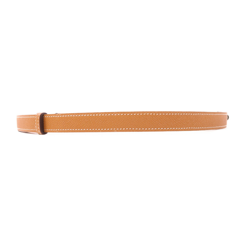 HERMES Epsom皮革Kelly 18 Belt銀扣皮帶Gold-3