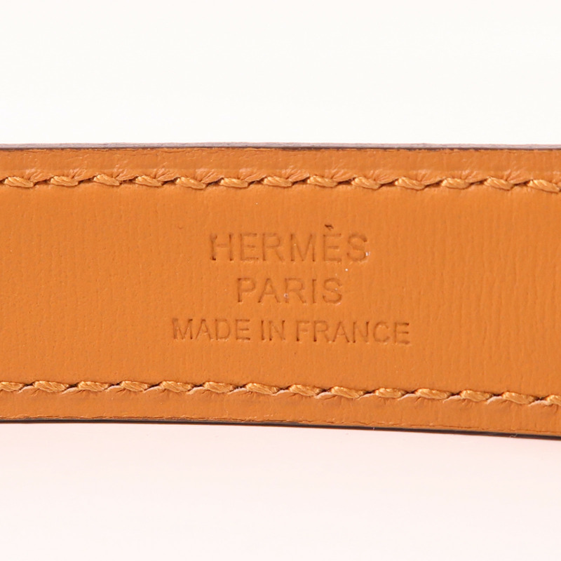 HERMES Epsom皮革Kelly 18 Belt銀扣皮帶Gold-7