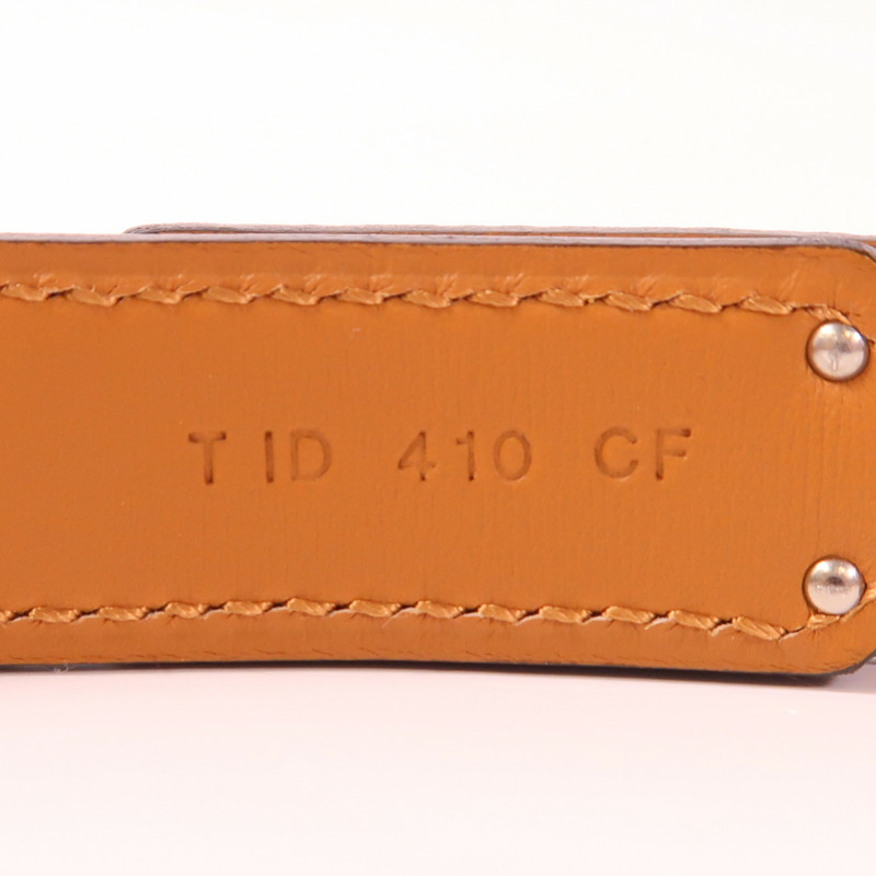 HERMES Epsom皮革Kelly 18 Belt銀扣皮帶Gold-8