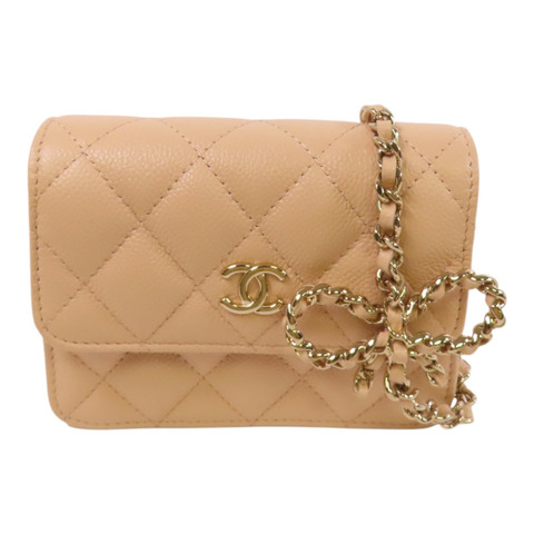 CHANEL 牛皮皮革Mini Flap Bag金扣鏈帶肩背袋