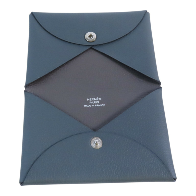 HERMES Evercolor皮革Calvi Card Case銀扣卡套-4