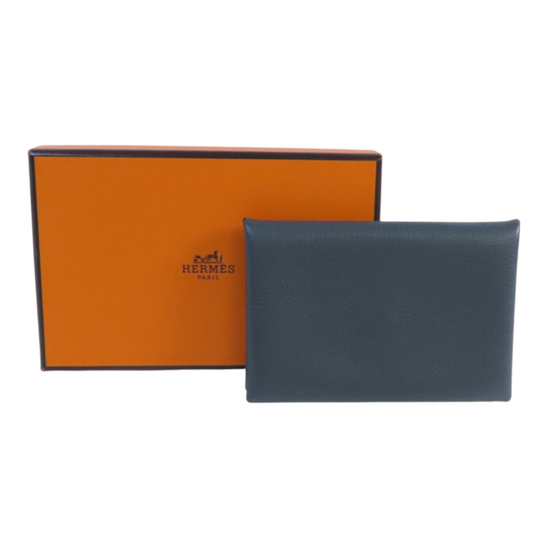 HERMES Evercolor皮革Calvi Card Case銀扣卡套-9