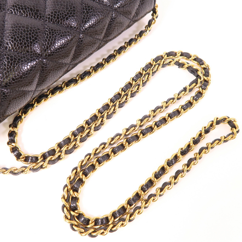 CHANEL 牛皮皮革WOC Wallet On Chain金扣鏈帶肩背袋-9
