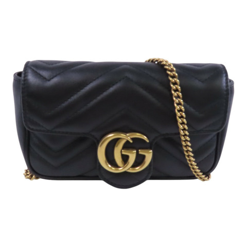GUCCI 牛皮皮革GG Mormant Mini金扣鏈帶肩背袋