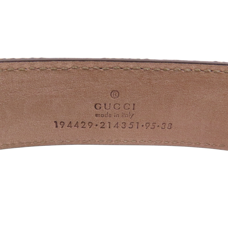 GUCCI GG帆布/nuisance皮革Belt銀扣皮帶-5