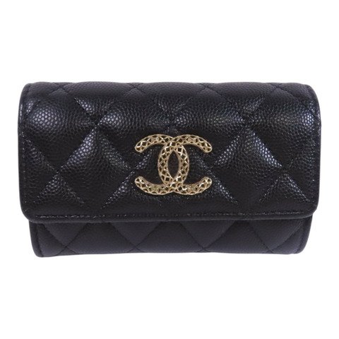 CHANEL 牛皮皮革Card Case金扣卡套