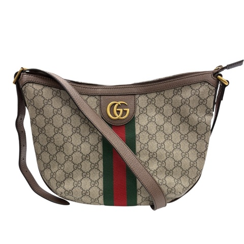 GUCCI 古馳 598125 SHERRY LINE 肩背包 GG Supreme 老花 帆布 棕色