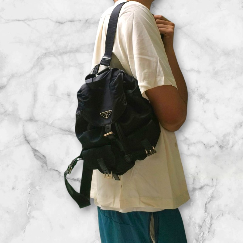 🔥年終狂降🔥【限時降價只到12/31（原16,800）】㊣✨PRADA✨普拉達 拼色 帆布 皮革 口袋 小型 後背包 /二手包/二手精品🌳二手樹屋🌳-55