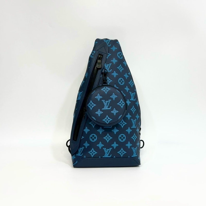 LV藍色 Slingbag Shadow牛皮Duo側背胸口包M46562-2